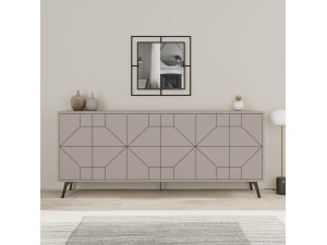 Houten buffetkast "Dune" - 184 x 35 x 77 cm - Licht mokkabruin 2