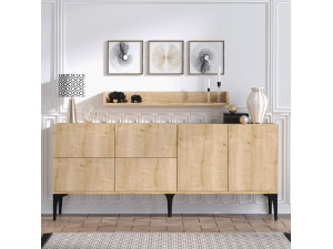 Houten dressoir "Stella" - 180 x 40 x 55 cm - Saffier Eik 2