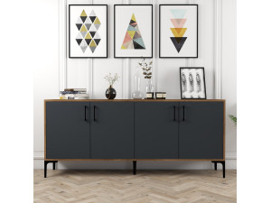 Houten dressoir "Kiev" - 180 x 35 x 78 cm - Antracietgrijs 2