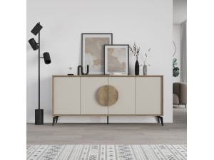 Houten dressoir "Gora Wide" - 180 x 36 x 82 cm - Crème 2