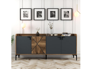 Houten dressoir "Venedik" - 180 x 35 x 78 cm - Antracietgrijs 2