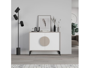 Houten dressoir "Gora" - 110 x 36 x 82 cm - Licht mokkabruin 2