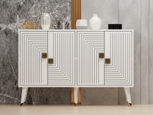Houten dressoir "Ahart" - 120 x 30 x 80 cm - Wit 2