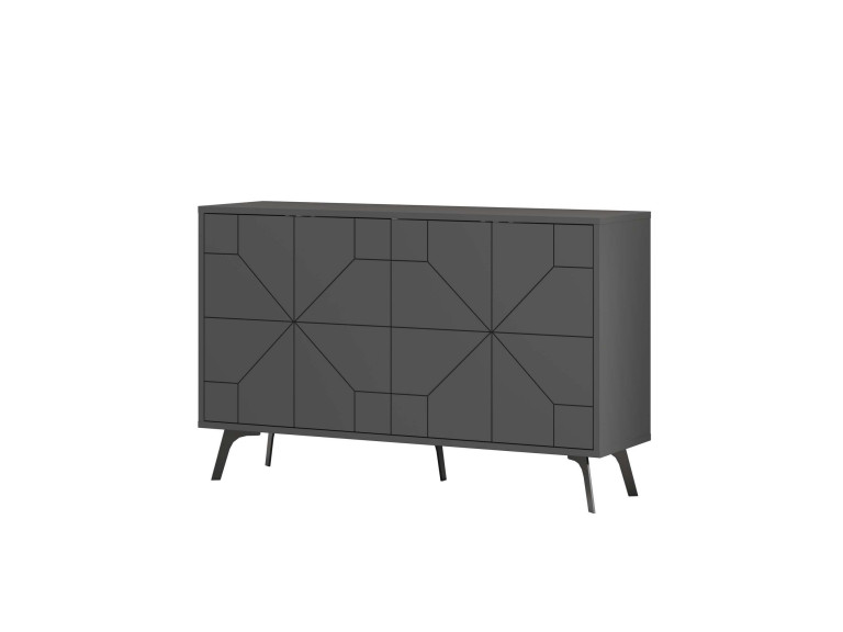 Houten dressoir "Dune" - 123 x 35 x 62 cm - Antracietgrijs
