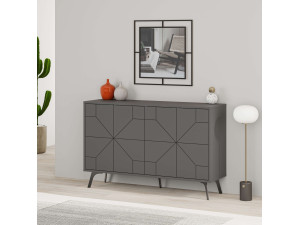 Houten dressoir "Dune" - 123 x 35 x 62 cm - Antracietgrijs 2