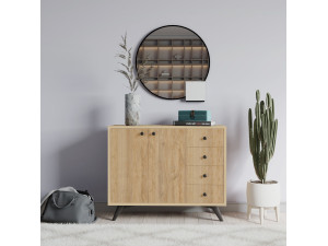 Houten dressoir "Waga" - 100 x 35 x 82 cm - Bruin 2