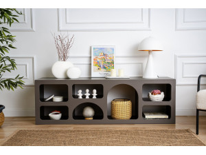 Houten dressoir "Ferlis" - 160 x 40 x 51 cm - Antracietgrijs 2