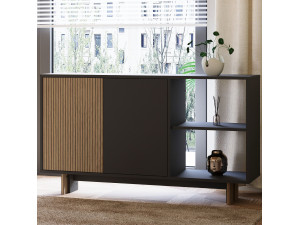Houten buffetkast "Ravello" - 140 x 35 x 80 cm - Antracietgrijs 2