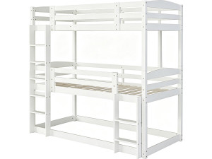 Houten stapelbed met trap „Sephora“ - 90 x 190 cm - Wit
