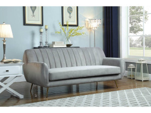 Vaste fluwelen bank "Evans" - 195 x 84 x 82 cm - 3 zitplaatsen - Grijs 2