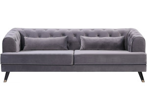Bank bankstel meubel velours fluweel "Gloria" - 216 x 86 x 76 cm - 3 zits - Grijs 2