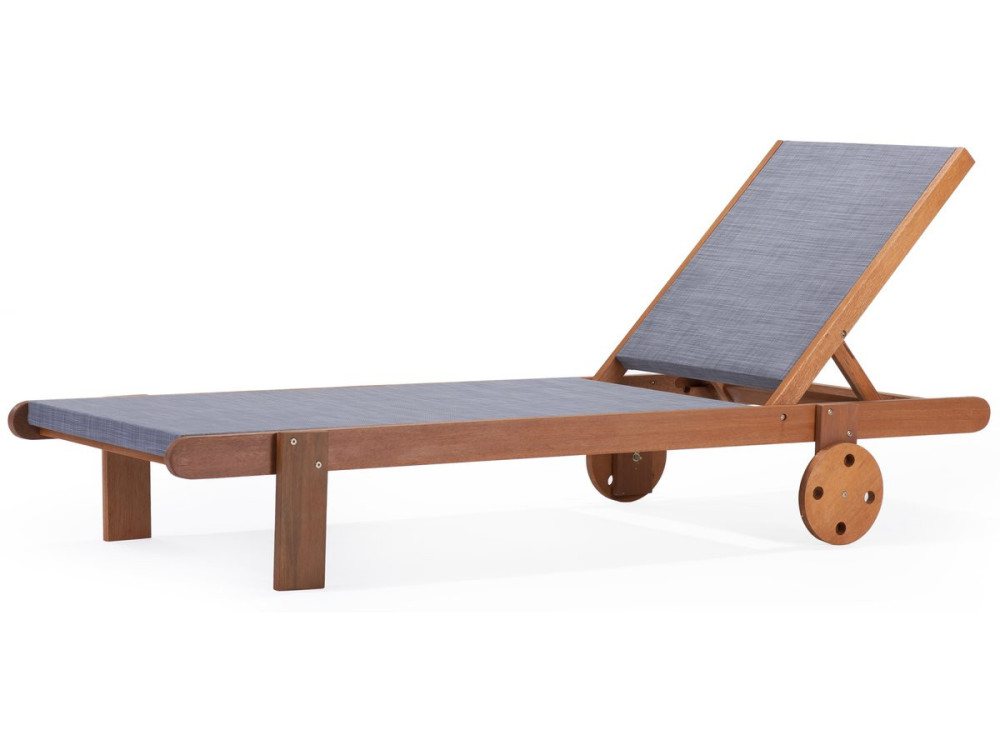 Ligbed houten ligstoel hardhout "Saïgon" - Maple - Grijs