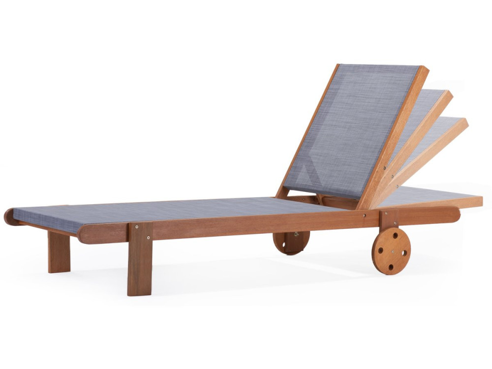 Ligbed houten ligstoel hardhout "Saïgon" - Maple - Grijs