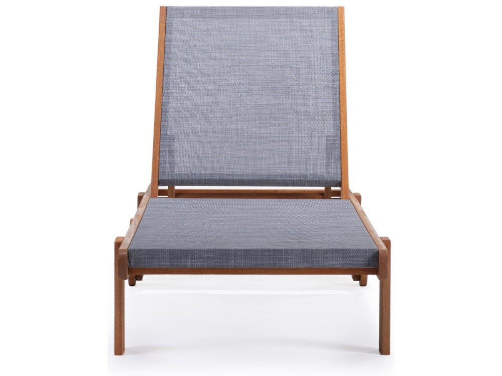 Ligbed houten ligstoel hardhout "Saïgon" - Maple - Grijs
