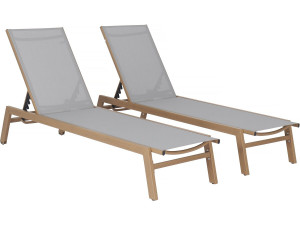Set van 2 "Elysia" houtlook aluminium ligstoelen - Lichtgrijs