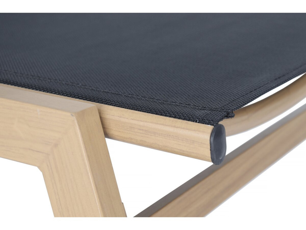 Set van 2 "Elysia" aluminium ligstoelen met imitatiehout - Zwart