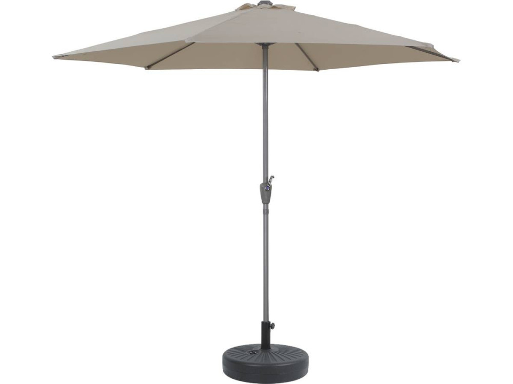 Parasol tuin tuinparasol recht aluminium "Sol" - Rond - Ø 3m - Ecru - Met parasolvoet voor parasoltegels