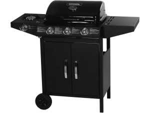 Gas BBQ gasbarbecue barbecue "Festa 4" - 4 branders waarvan 1 zijbrander - 10,5 kW - Zwart