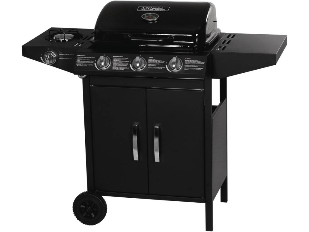 Gas BBQ gasbarbecue barbecue "Festa 4" - 4 branders waarvan 1 zijbrander - 10,5 kW - Zwart
