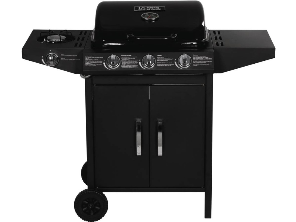 Gas BBQ gasbarbecue barbecue "Festa 4" - 4 branders waarvan 1 zijbrander - 10,5 kW - Zwart