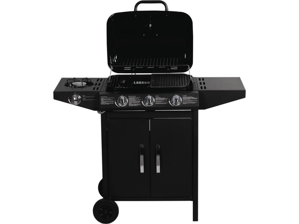 Gas BBQ gasbarbecue barbecue "Festa 4" - 4 branders waarvan 1 zijbrander - 10,5 kW - Zwart
