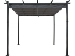 Pergola terrasoverkapping aluminium harmonicadoek schaduwdoek zonwering verstelbaar  - 3 x 4 m - Grijs