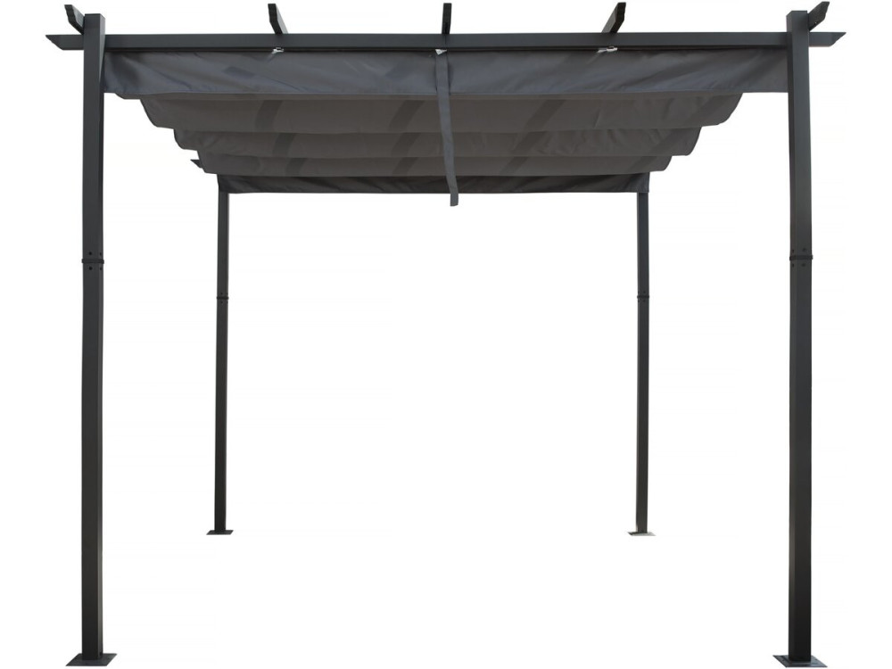 Pergola terrasoverkapping aluminium harmonicadoek schaduwdoek zonwering verstelbaar  - 3 x 4 m - Grijs