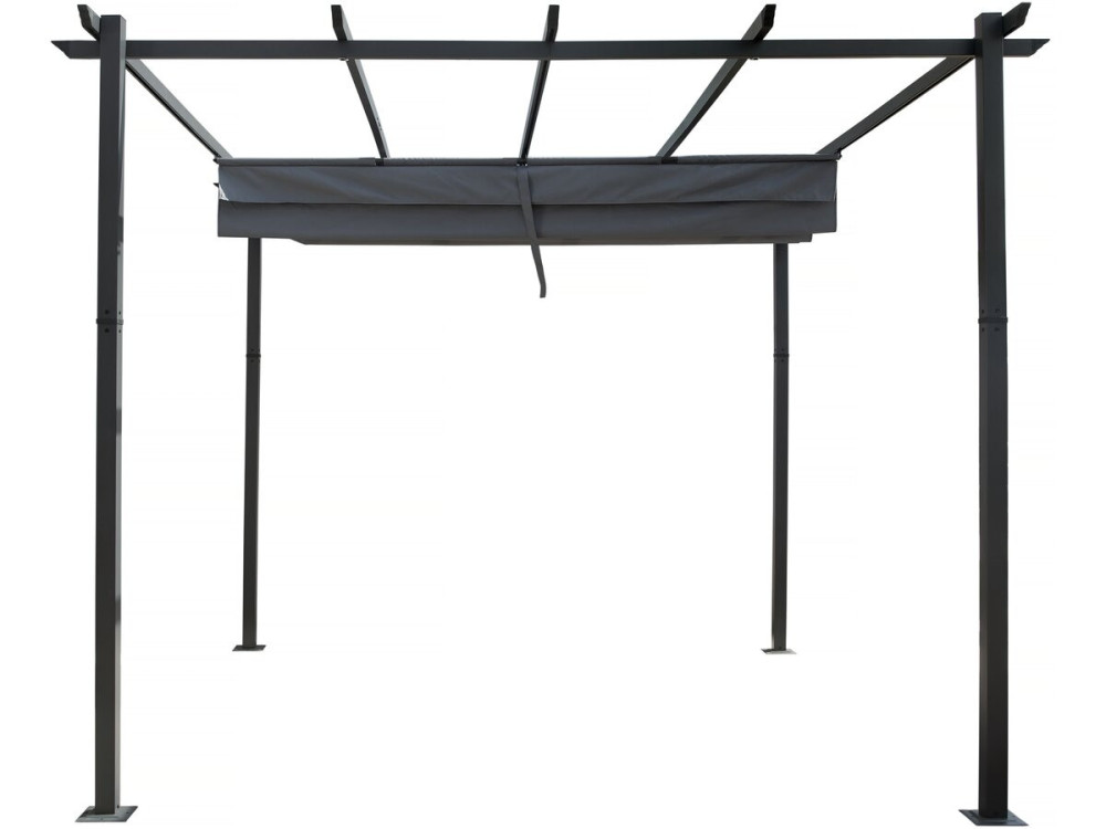 Pergola terrasoverkapping aluminium harmonicadoek schaduwdoek zonwering verstelbaar  - 3 x 4 m - Grijs