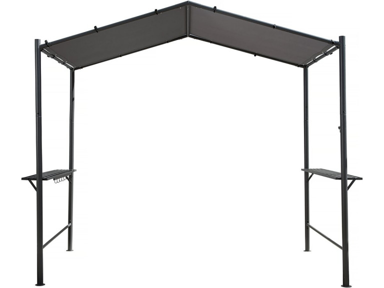 Pergola barbecue overkapping metaal aanbouw luifel zonwering - 277 x 149 cm - Antraciet