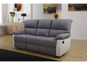 Relaxfauteuil relaxstoel verstelbaar bank "Lincoln" - 197 x 89 x 103 cm - 3 zits - Wit / Lichtgrijs 2