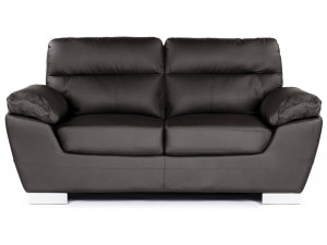 Bank gereconstrueerd leer en pvc meubel bankstel "Dallas" - 169 x 88 x 90 cm - 2 zits - Chocolade bruin 2