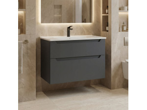 Wastafelmeubel "Messina 85 v2" - 85 x 45 x 55 cm - Mat antraciet 2