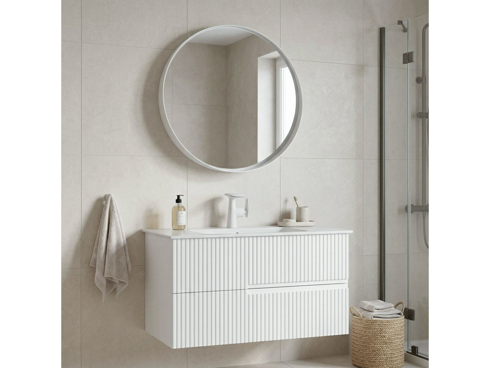 Wastafelmeubel met spiegel (2-delig) "Moonlight 90 v2" - 91 x 51 x 51 cm - Matwit