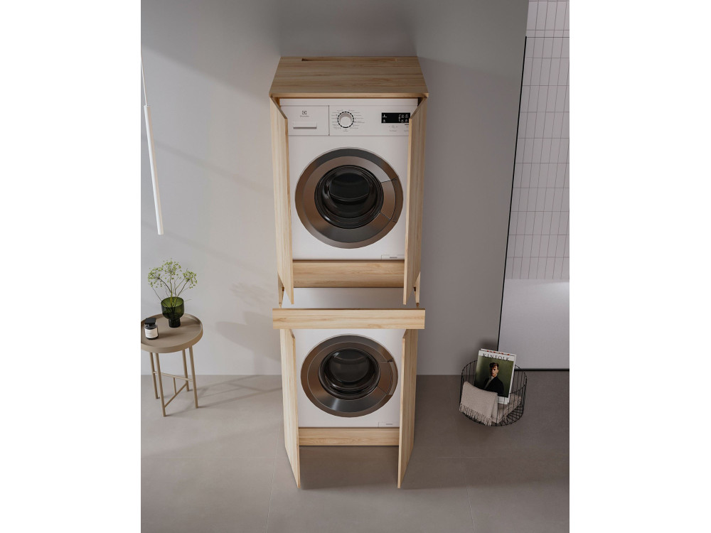 Wasmachineonderkast „Neve 70“ – 70 x 73 x 193 cm – eiken