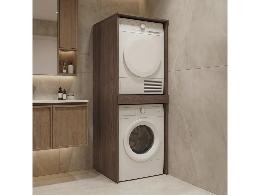 Wasmachineonderkast „Linfa 70“ - 70 x 73 x 193 cm - Dark Walnut