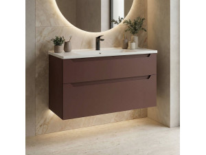 Wastafelmeubel "Messina 100 v2" - 100 x 45 x 55 cm - Matte Red 2