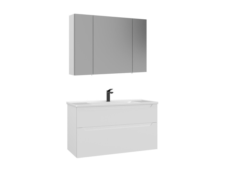 Wastafelmeubel met spiegel (2-delig) "Messina 100 v2" - 100 x 45 x 55 cm - Matwit