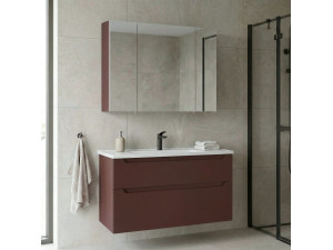 Wastafelmeubel met spiegel (2-delig) "Messina 100 v2" - 100 x 45 x 55 cm - Matrood 2