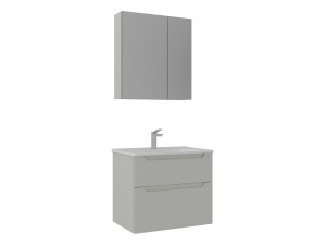 Wastafelmeubel met spiegel (2-delig) "Messina 65 v2" - 65 x 45 x 55 cm - Matte Cashmere