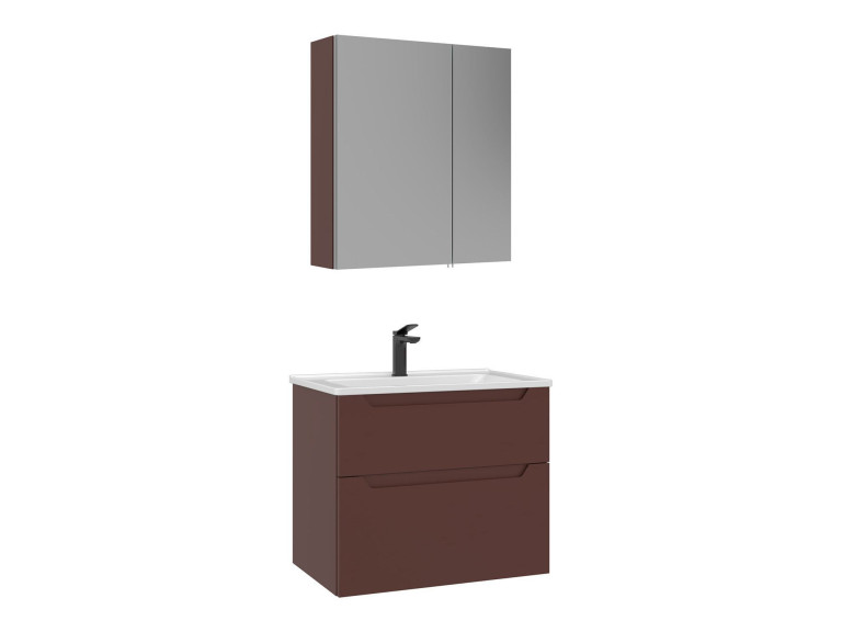 Wastafelmeubel met spiegel (2-delig) "Messina 65 v2" - 65 x 45 x 55 cm - Matte Red