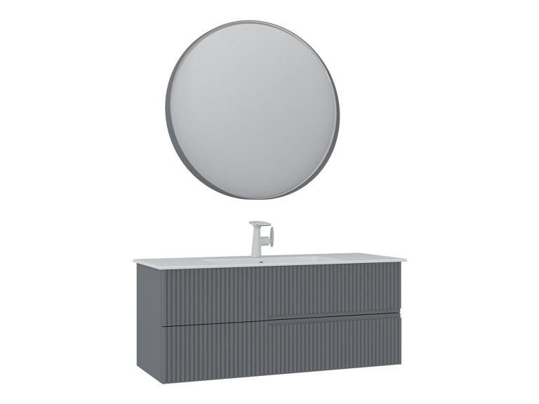 Wastafelmeubel met spiegel (2-delig) "Moonlight 120 v2" - 121 x 51 x 51 cm - Matgrijs