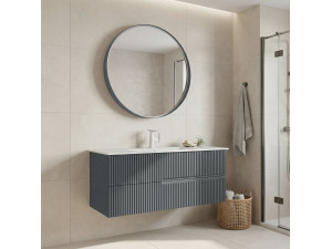 Wastafelmeubel met spiegel (2-delig) "Moonlight 120 v2" - 121 x 51 x 51 cm - Matgrijs 2