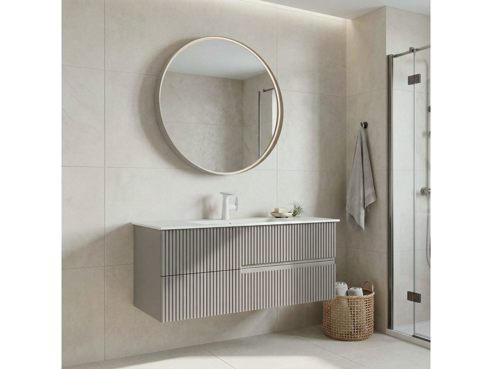 Wastafelmeubel met spiegel (2-delig) "Moonlight 120 v2" - 121 x 51 x 51 cm - Matte Mink