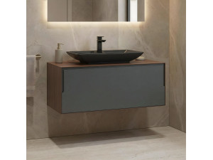 Wastafelmeubel "Craft 100" - 100 x 50 x 40 cm - Walnoot / Antraciet 2