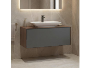 Wastafelmeubel "Craft 100" - 100 x 50 x 40 cm - Walnoot / Antraciet 2