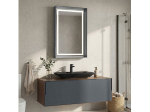 Wastafelmeubel met spiegel (2-delig) "Craft 120" - 120 x 50 x 40 cm - Walnoot / Antraciet 2