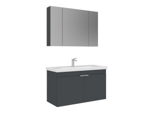 Wastafelmeubel met spiegel (2-delig) "Desna 100" - 100 x 45 x 58 cm - Mat antraciet