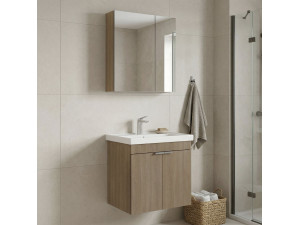 Wastafelmeubel met spiegel (2-delig) "Desna 60" - 60 x 45 x 58 cm - eiken 2