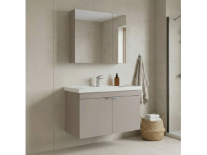 Wastafelmeubel met spiegel (2-delig) "Desna 80" - 80 x 45 x 58 cm - Zandkleur 2