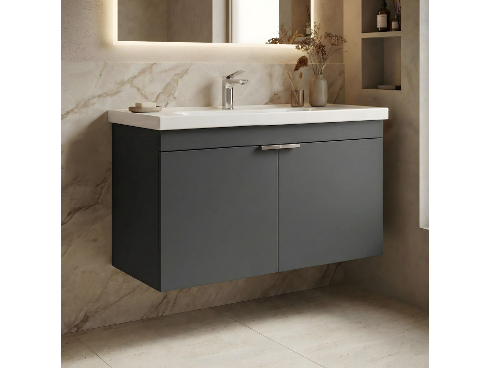 Wastafelmeubel "Desna 90" - 90 x 45 x 58 cm - Mat antraciet